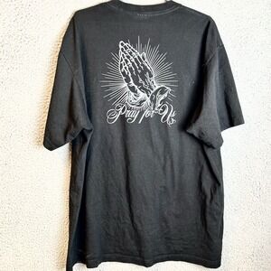 Virgin Mary Shirt Pray for Us Forgive Me Mother Graphic Black Religious Tee XL
